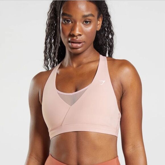 Gymshark Crossover Sports Bra Light Pink - Picture 1 of 8